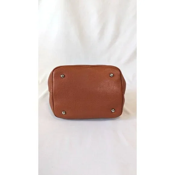 Tignanello Perfect 10 pebbled leather satchel top handle purse orange terracotta - Picture 6 of 14